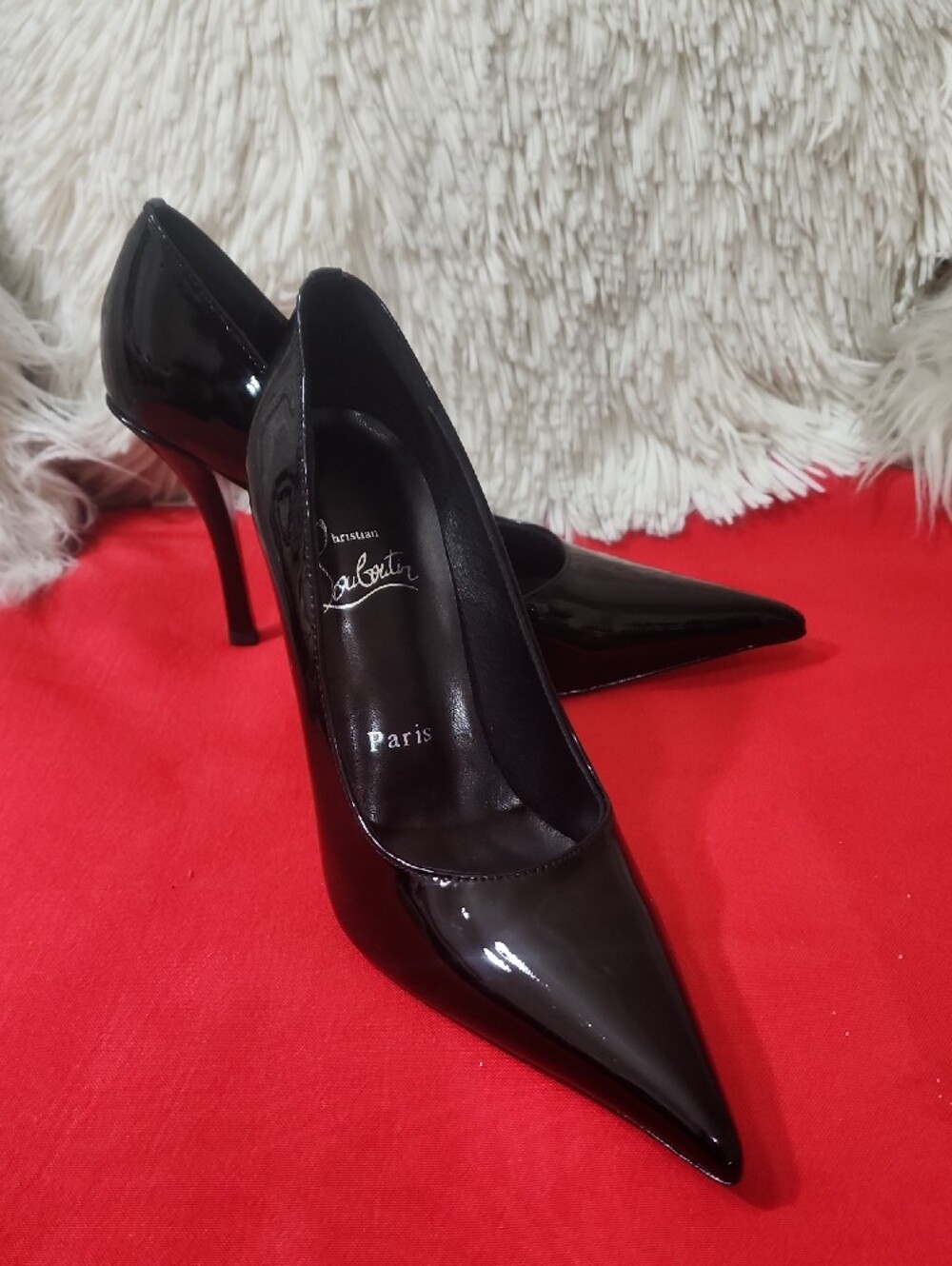 Christian Louboutin Black Patent Pointed Pumps